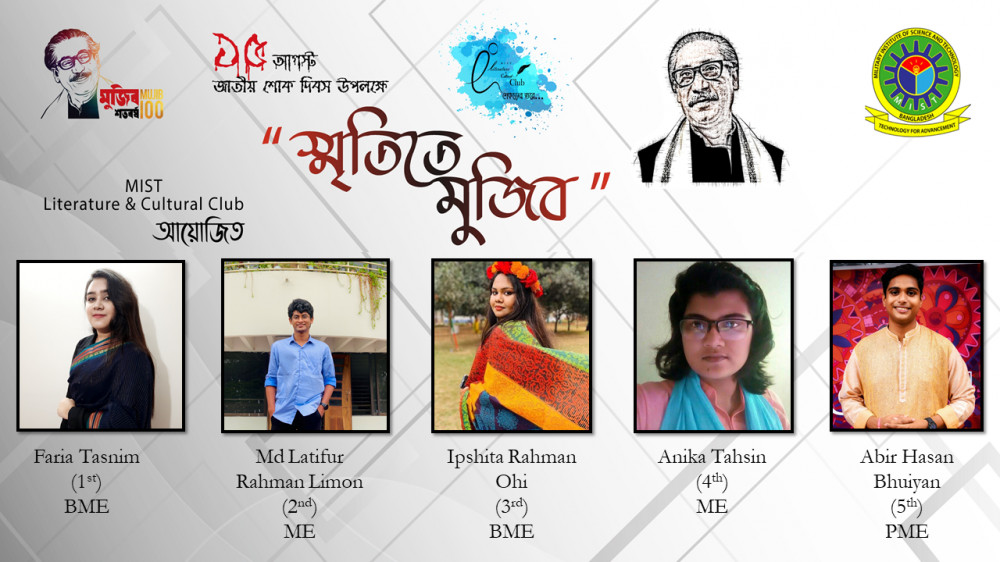 Results of Online Poem Recitation Competition "Mujib in Memory" on the Occasion of the 46th Death Anniversary of Bangabandhu and National Mourning Day